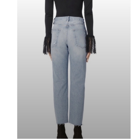 FRAME Denim Le Original Harrah Distressed Straight Leg High Waist Cropped Jean - Picture 3 of 8